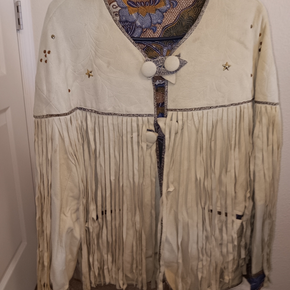 Women's Cream Fringe Very Soft Leather Jacket